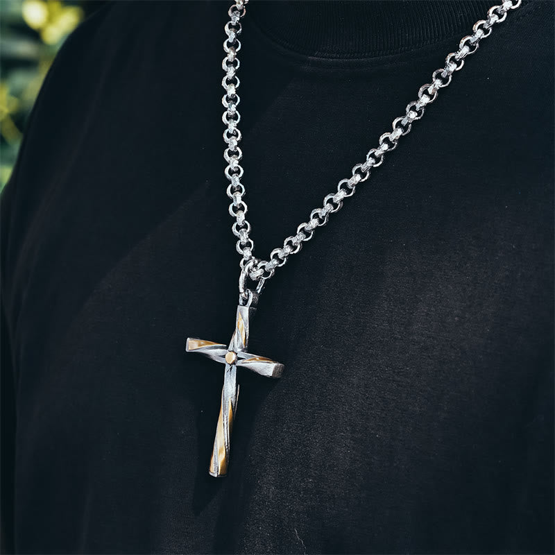 Collar de cruz en espiral de plata de ley 925: Un tributo moderno a la fe