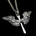 Collar con alas y cruz de plata de ley 925, vintage y clásico: una mezcla de encanto retro y gracia divina