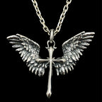 Collar con alas y cruz de plata de ley 925, vintage y clásico: una mezcla de encanto retro y gracia divina