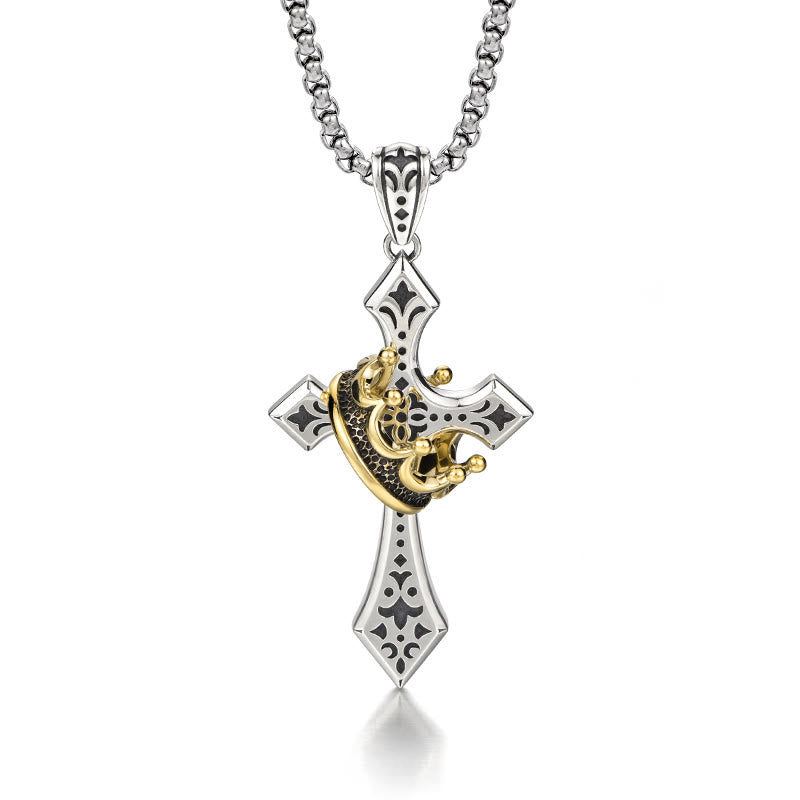 Collar con Cruz Vintage y Clásico de Plata de Ley 925: Un Lujoso Emblema de Fe