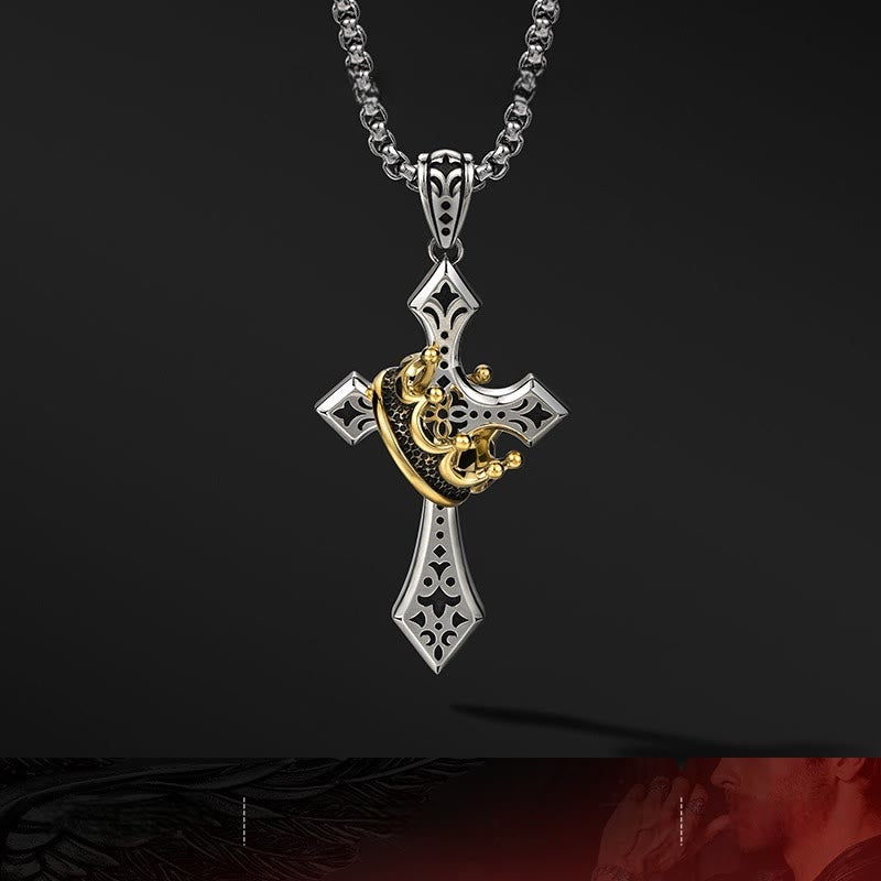 Collar con Cruz Vintage y Clásico de Plata de Ley 925: Un Lujoso Emblema de Fe