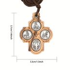 Collar clásico de cruz de cuatro vías de madera de olivo: Un raro y sagrado símbolo de fe