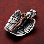 925 Sterling Silver Crucifix with Angel Wings Vintage Necklace: Distinctive Emblem of Divine Grace
