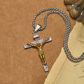 Collar con colgante de crucifijo de 3 colores: Amuleto divino de fe