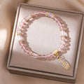 Pulsera romántica de cristal transparente multicolor con medalla milagrosa dorada y de diamantes