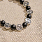 Pulsera de Ágata Negra Natural con Medalla de San Benito y Colgante de la Virgen María: Arte de Fe Divina