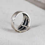 Anillo religioso de estilo retro de plata de ley 925 con insignia de la Virgen María bendición