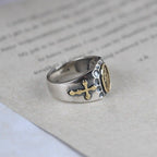 Anillo religioso de estilo retro de plata de ley 925 con insignia de la Virgen María bendición