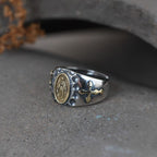 Anillo religioso de estilo retro de plata de ley 925 con insignia de la Virgen María bendición