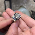Anillo religioso de estilo retro de plata de ley 925 con insignia de la Virgen María bendición