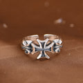 Minimalist 925 Silver Adjustable Maltese Cross Band Ring: Precious Heirloom of Faith