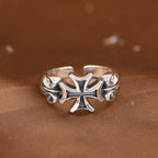 Minimalist 925 Silver Adjustable Maltese Cross Band Ring: Precious Heirloom of Faith