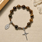 10mm Yellow Tiger's Eye Stone One Decade Rosary Bracelet