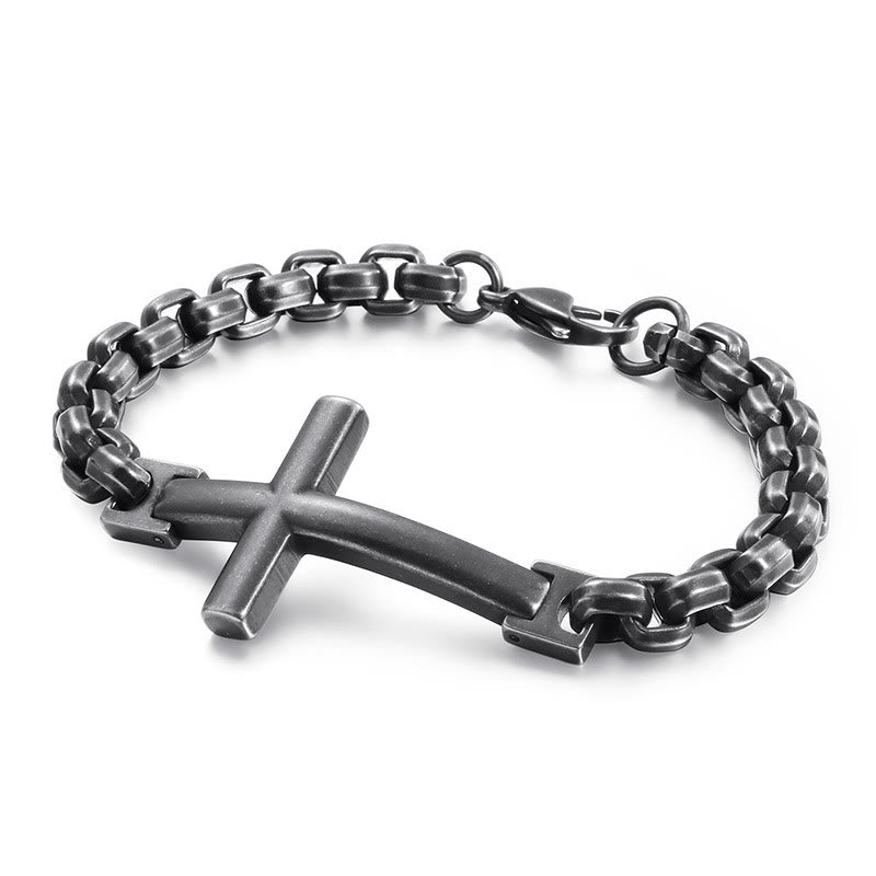 Pulsera con Cruz Minimalista Multicolor de Líneas Estilizadas y Alma Fiel