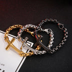 Pulsera con Cruz Minimalista Multicolor de Líneas Estilizadas y Alma Fiel