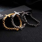 Pulsera con Cruz Minimalista Multicolor de Líneas Estilizadas y Alma Fiel