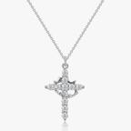 Collar y pendientes de cruz modernos "Crowned in Faith"