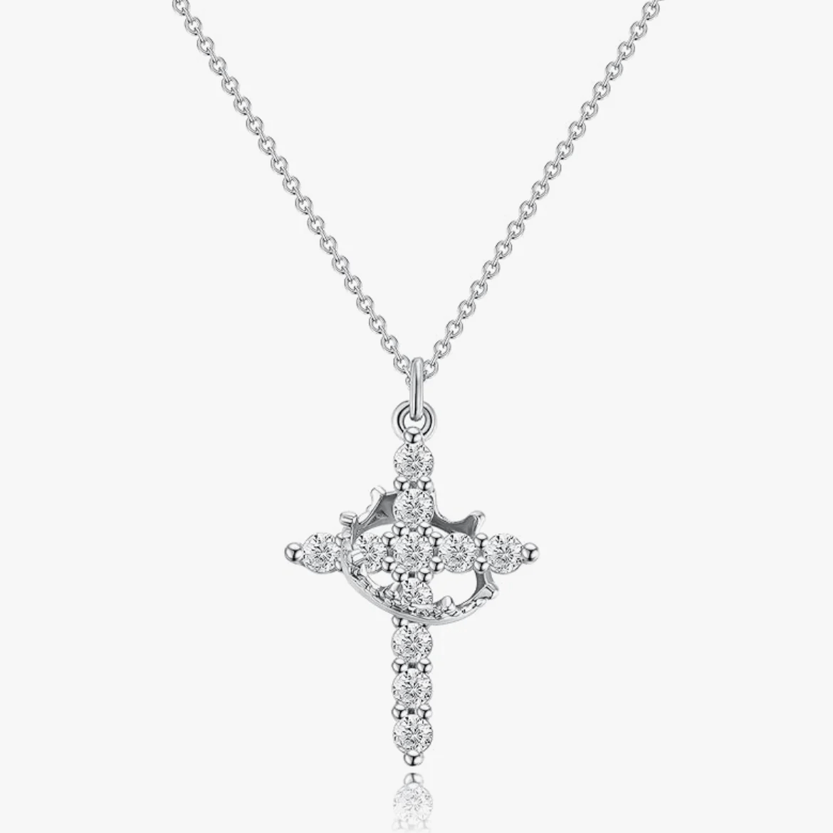 Collar y pendientes de cruz modernos "Crowned in Faith"