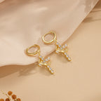 Collar y pendientes de cruz modernos "Crowned in Faith"
