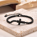Pulseras de Cadena Cruzada Minimalistas: Dos Colores con Tarjeta de Bendición