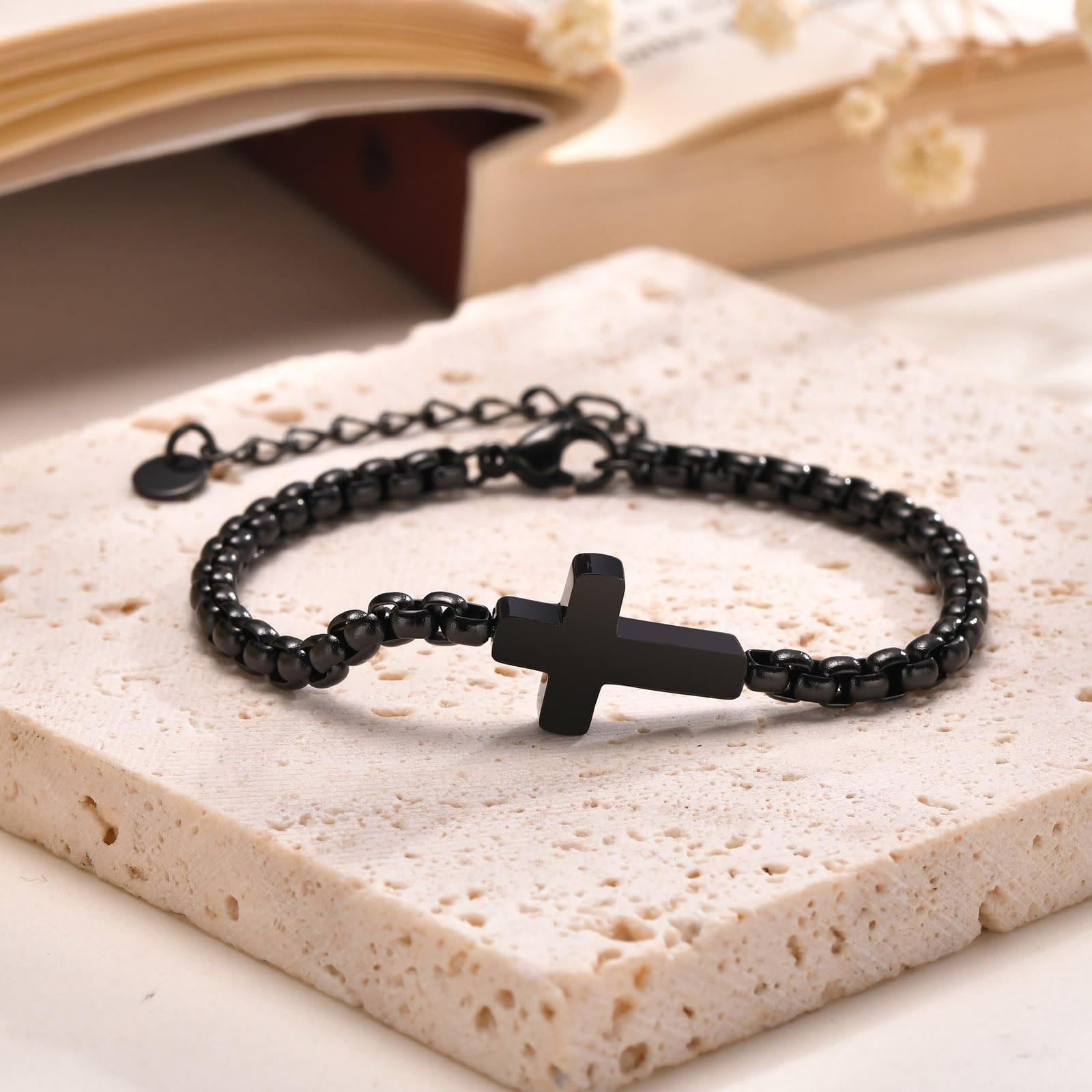 Pulseras de Cadena Cruzada Minimalistas: Dos Colores con Tarjeta de Bendición