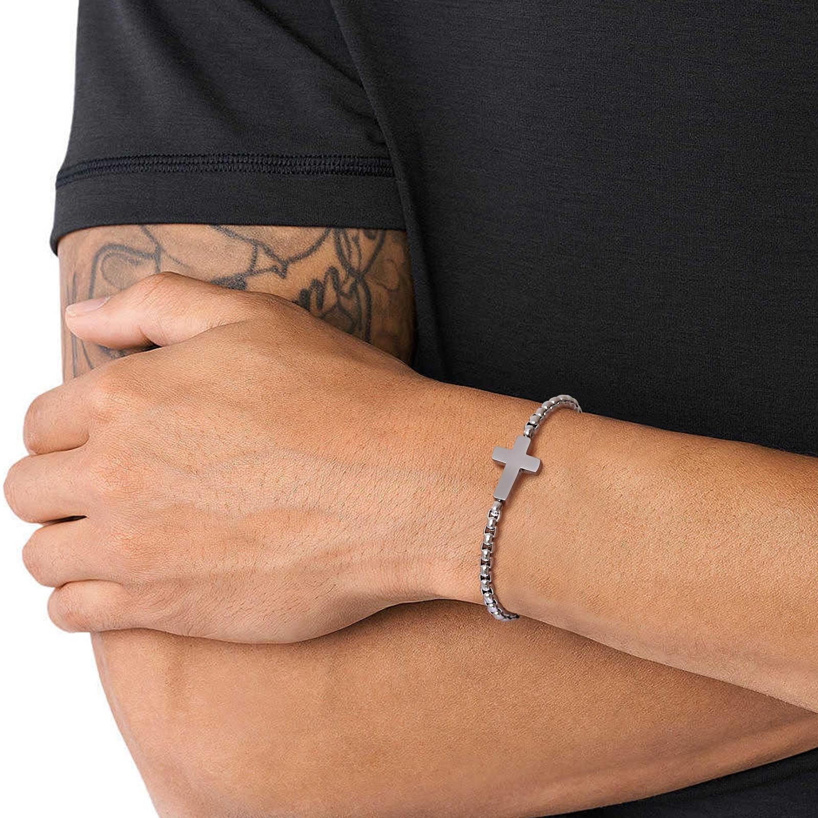 Pulseras de Cadena Cruzada Minimalistas: Dos Colores con Tarjeta de Bendición