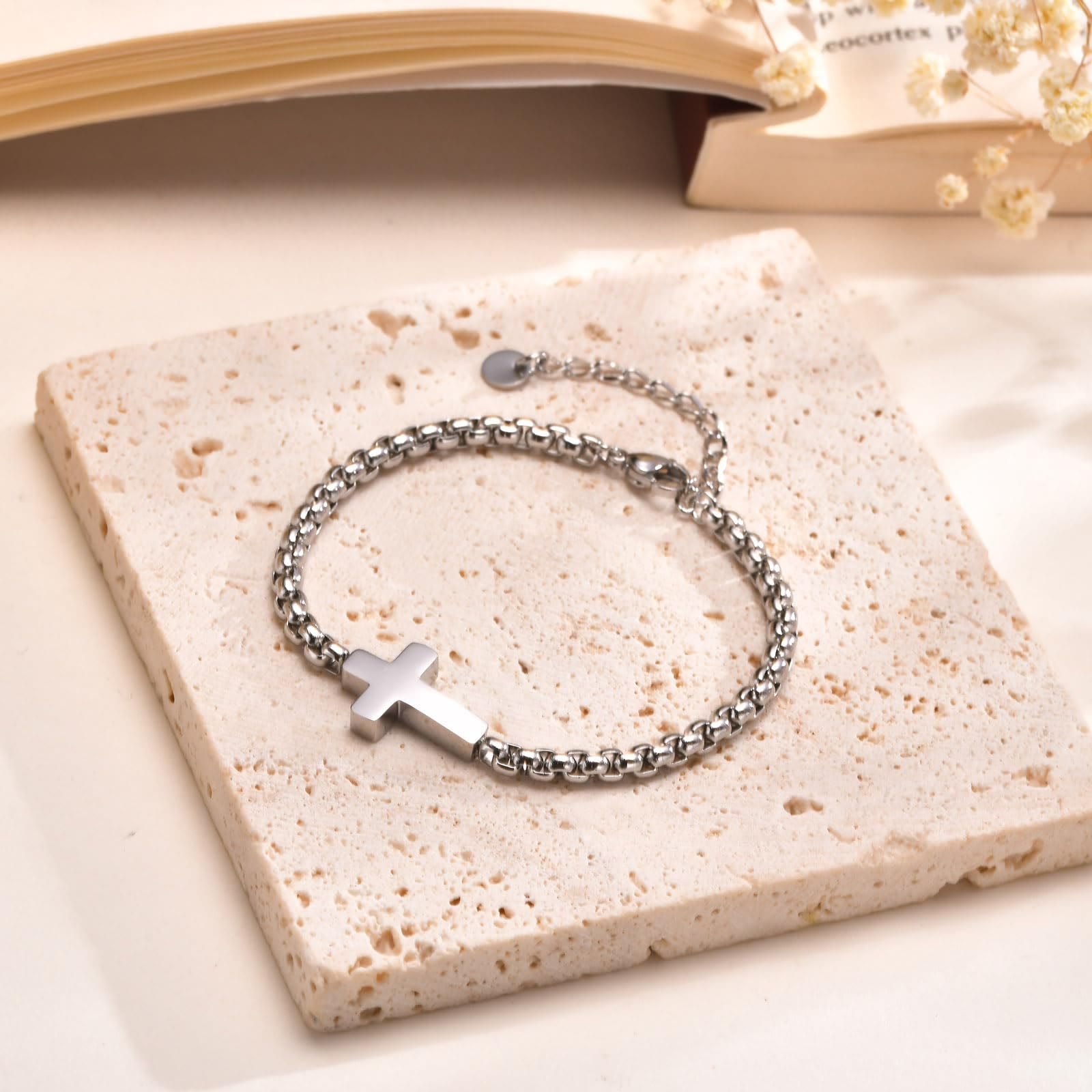 Pulseras de Cadena Cruzada Minimalistas: Dos Colores con Tarjeta de Bendición