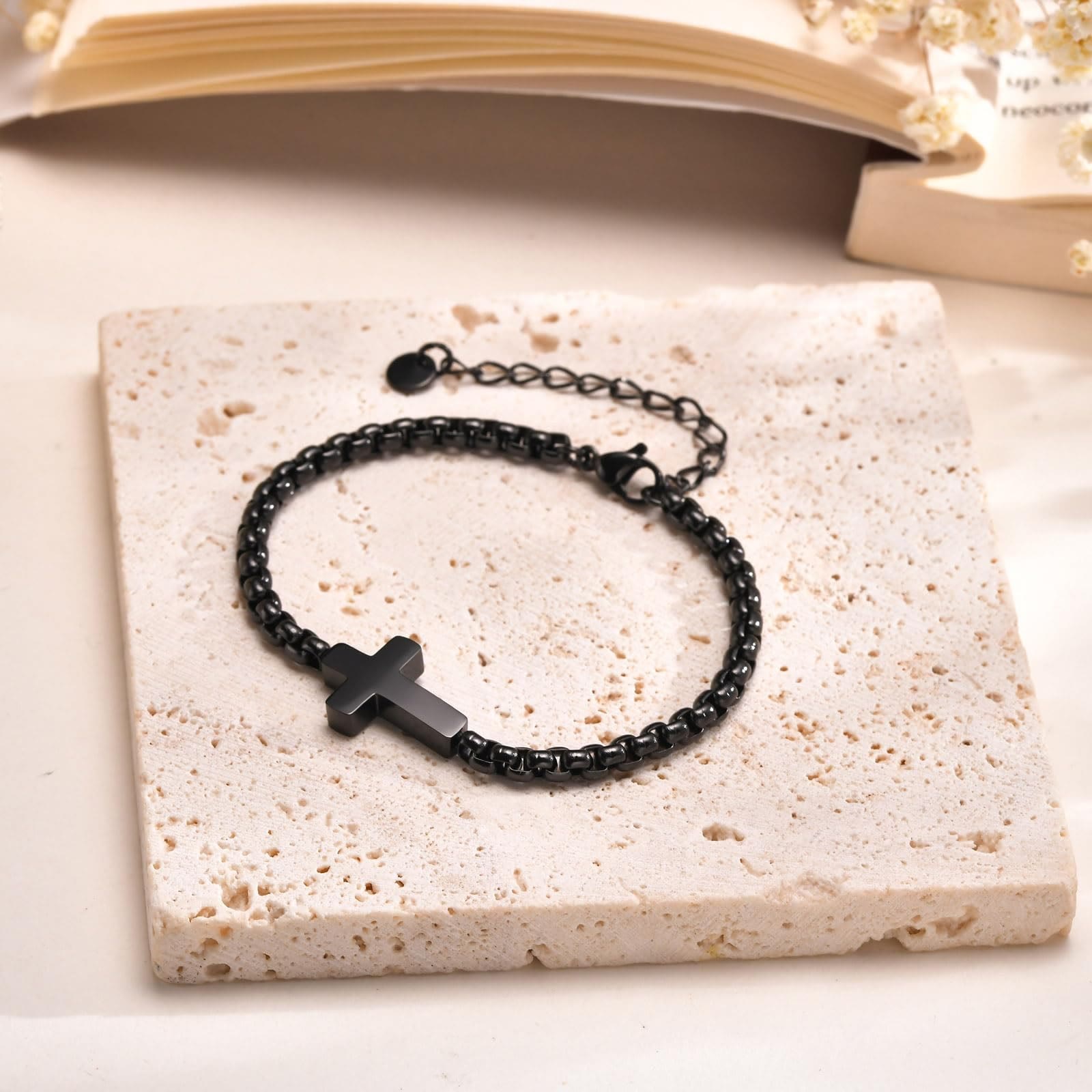 Pulseras de Cadena Cruzada Minimalistas: Dos Colores con Tarjeta de Bendición