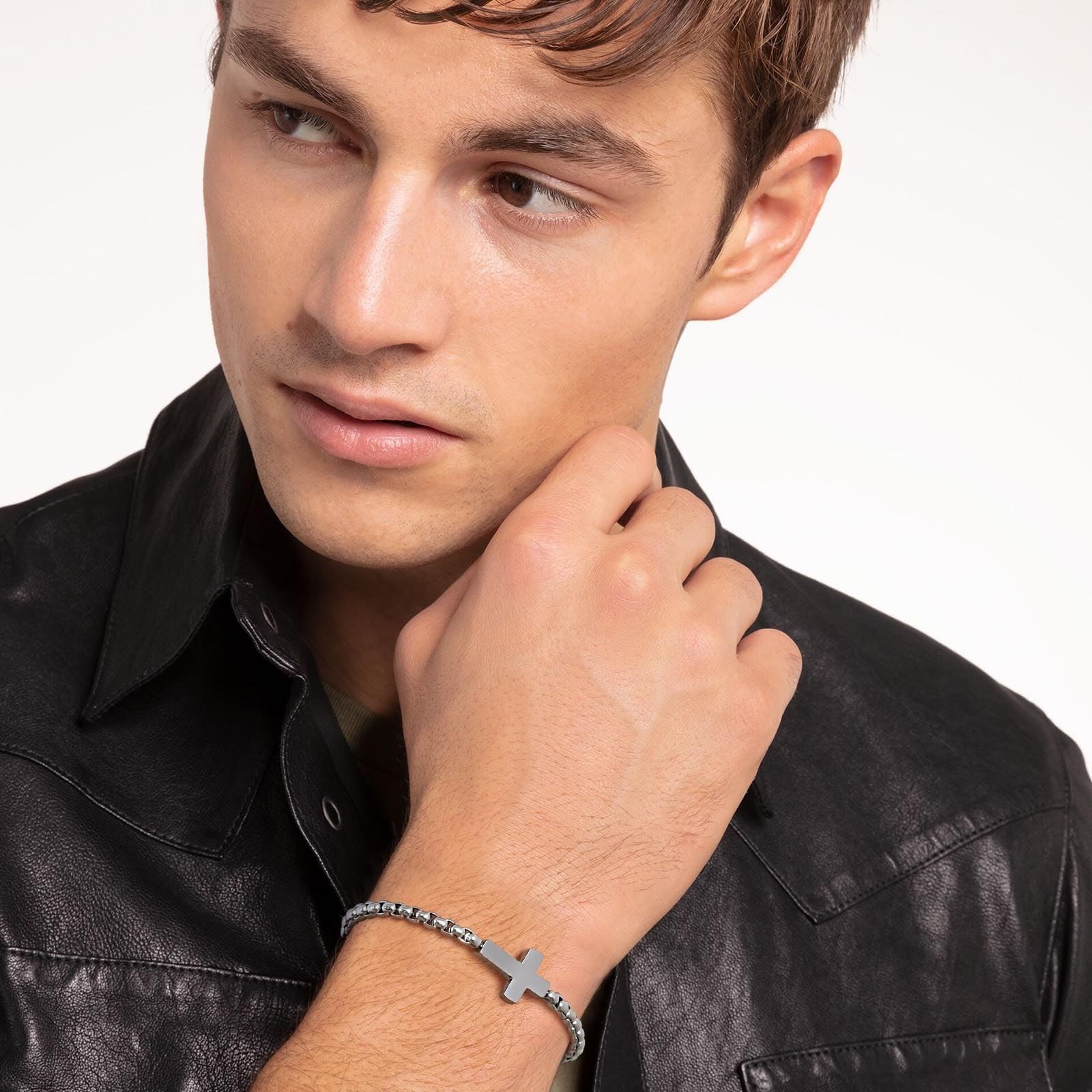 Pulseras de Cadena Cruzada Minimalistas: Dos Colores con Tarjeta de Bendición