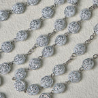 Delicate White Rose Devotional Beads Rosary and Bracelets with Virgin Mary