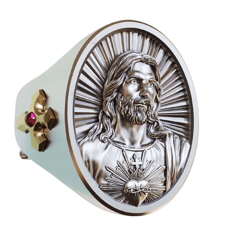 Anillo del Sagrado Corazón de Jesús en Plata 925: Símbolo de Amor y Sacrificio