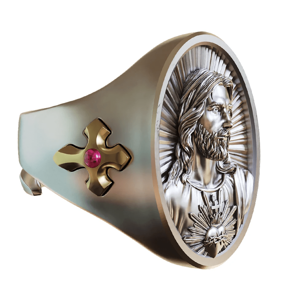Anillo del Sagrado Corazón de Jesús en Plata 925: Símbolo de Amor y Sacrificio