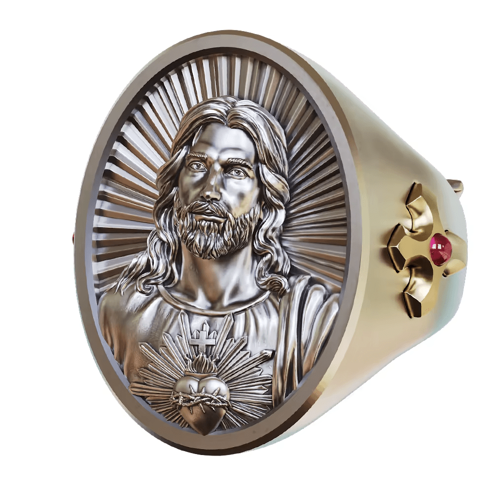 Anillo del Sagrado Corazón de Jesús en Plata 925: Símbolo de Amor y Sacrificio