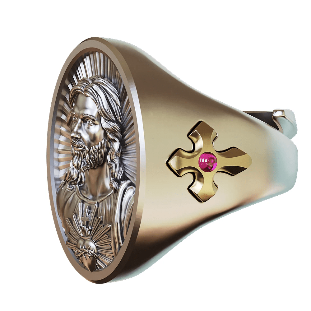 Anillo del Sagrado Corazón de Jesús en Plata 925: Símbolo de Amor y Sacrificio
