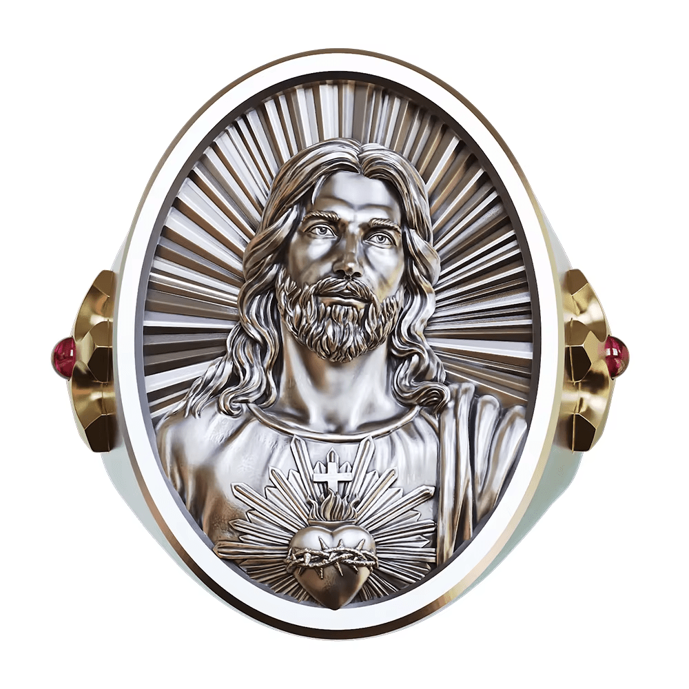 Anillo del Sagrado Corazón de Jesús en Plata 925: Símbolo de Amor y Sacrificio