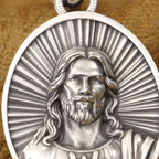 Divine Radiance Jesus Sacred Heart Necklace Crafted in Sterling Silver