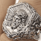 Jesus Christ Crown of Thorns Ring in Vintage Style Solid Sterling Silver