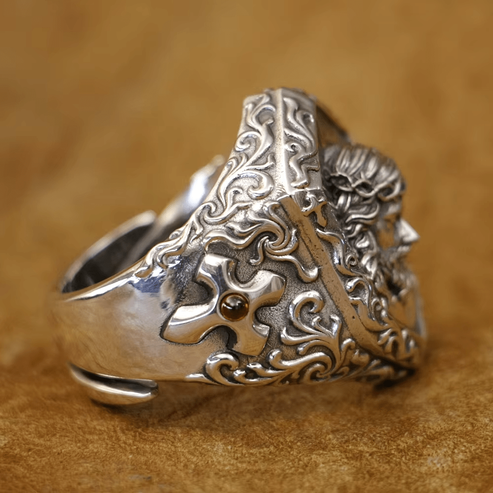 Jesus Christ Crown of Thorns Ring in Vintage Style Solid Sterling Silver