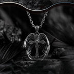Collar con colgante de cruz y alas de ángel de la guarda: Joyería de protección espiritual