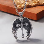 Collar con colgante de cruz y alas de ángel de la guarda: Joyería de protección espiritual