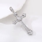 Artistic Diamond - Studded Silver Cross Pendant: A Unique Fusion of Elegance and Belief