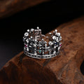 Gothic - Inspired Silver Crown Cross Ring with Zircon: A Bold Expression of Spiritual Reverence