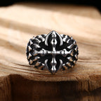 Vintage Textured Silver Cross Ornament Ring: A Cherished Symbol of Spiritual Connection