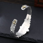 Vintage Two - Tone Silver Wing Cross Ornament Bracelet: A Cherished Symbol of Spiritual Connection