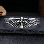 Vintage Two - Tone Silver Wing Cross Ornament Bracelet: A Cherished Symbol of Spiritual Connection