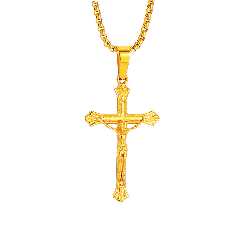 Collar con Crucifijo de Jesús Tricolor: Una Fusión de Fe y Tonos Elegantes