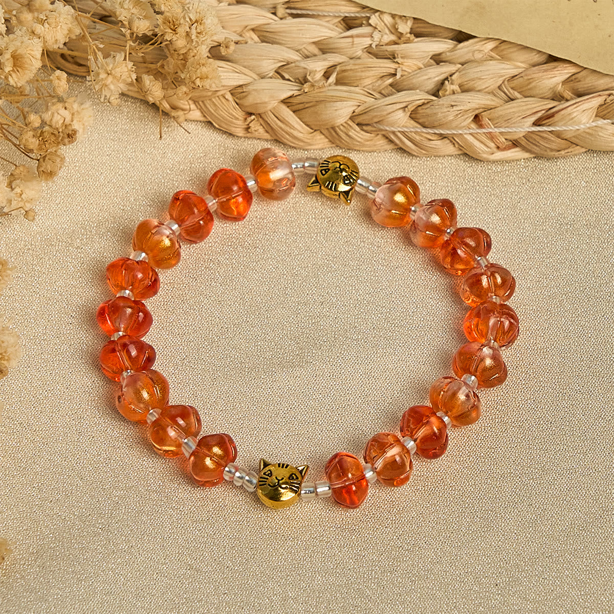 Pulsera de oración de otoño con cuentas de calabaza sagrada: Gracia y alegría de la cosecha