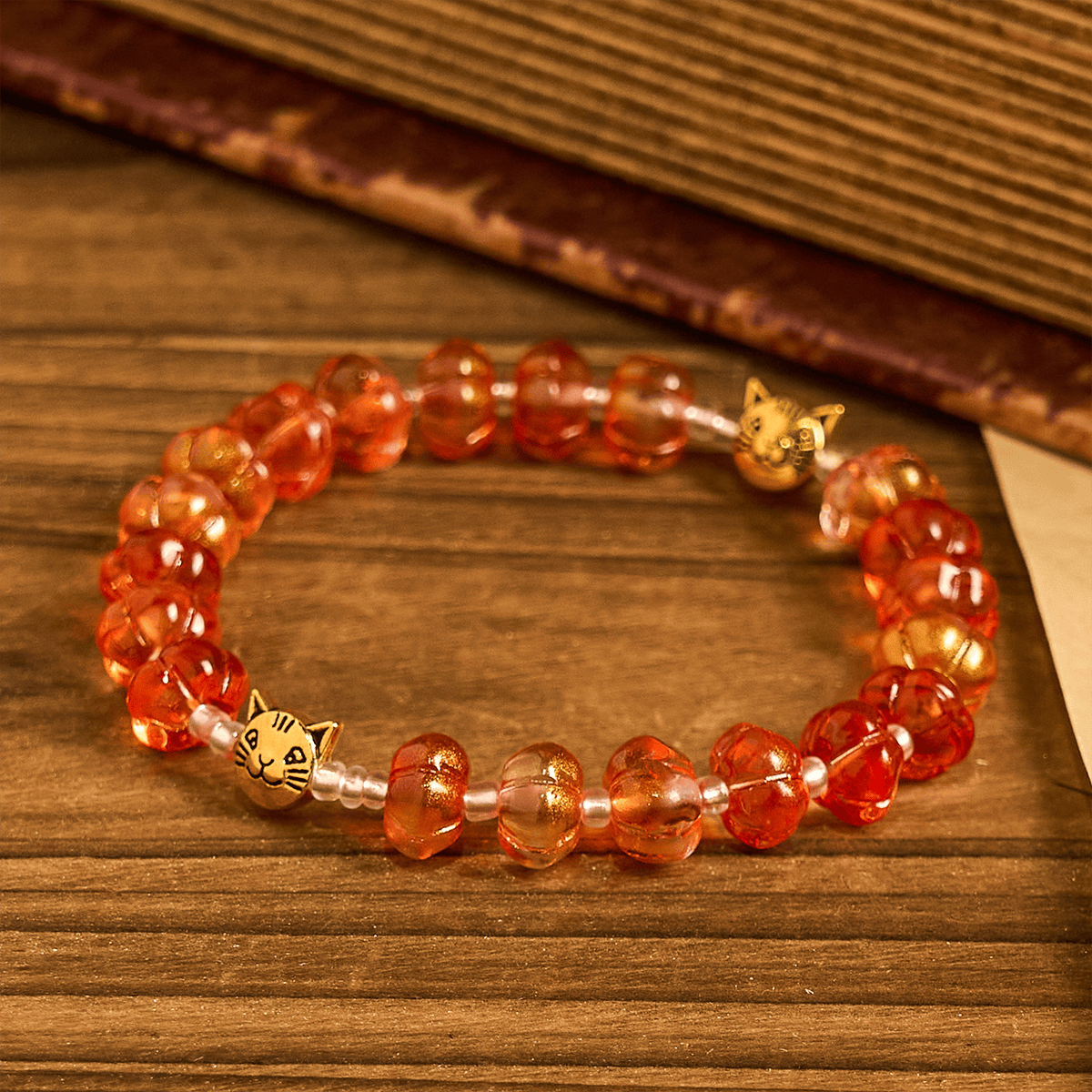 Pulsera de oración de otoño con cuentas de calabaza sagrada: Gracia y alegría de la cosecha