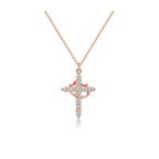 Collar y pendientes de cruz modernos "Crowned in Faith"