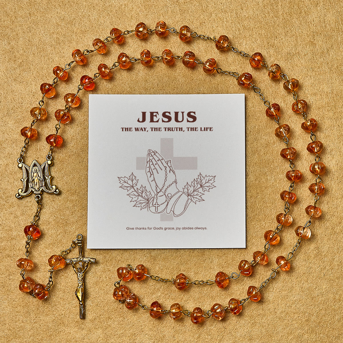 Regalo de Acción de Gracias: Rosario de Cuentas de Calabaza Sagrada | Honrando la Gracia de Dios en Forma de Calabaza